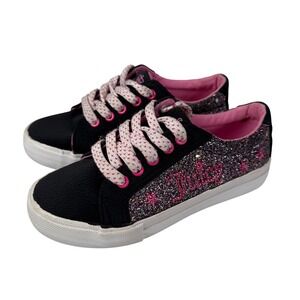 Juicy Couture Kids Girls Black Pink Glitter Sneakers Shoes Lace Up Size 13M